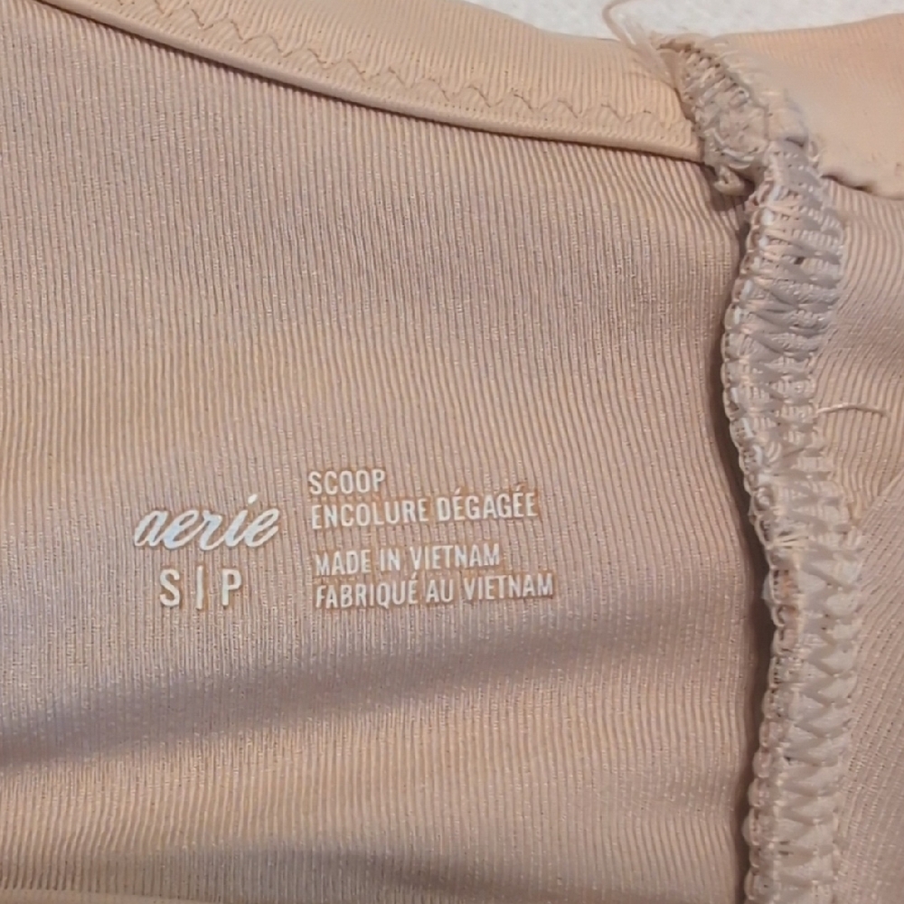 Aerie Scoop Bikini Top Cream and Brown Floral NWOT - Picture 3 of 7